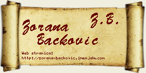 Zorana Backović vizit kartica